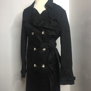 Ruffled belted trenchcoat NWAT